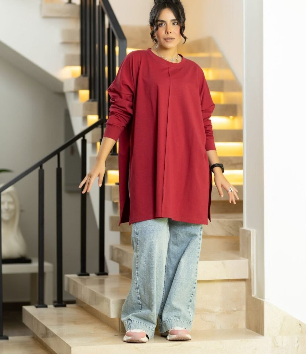 Cotton Basic Long Shirt ( Over Size ) - Image 3