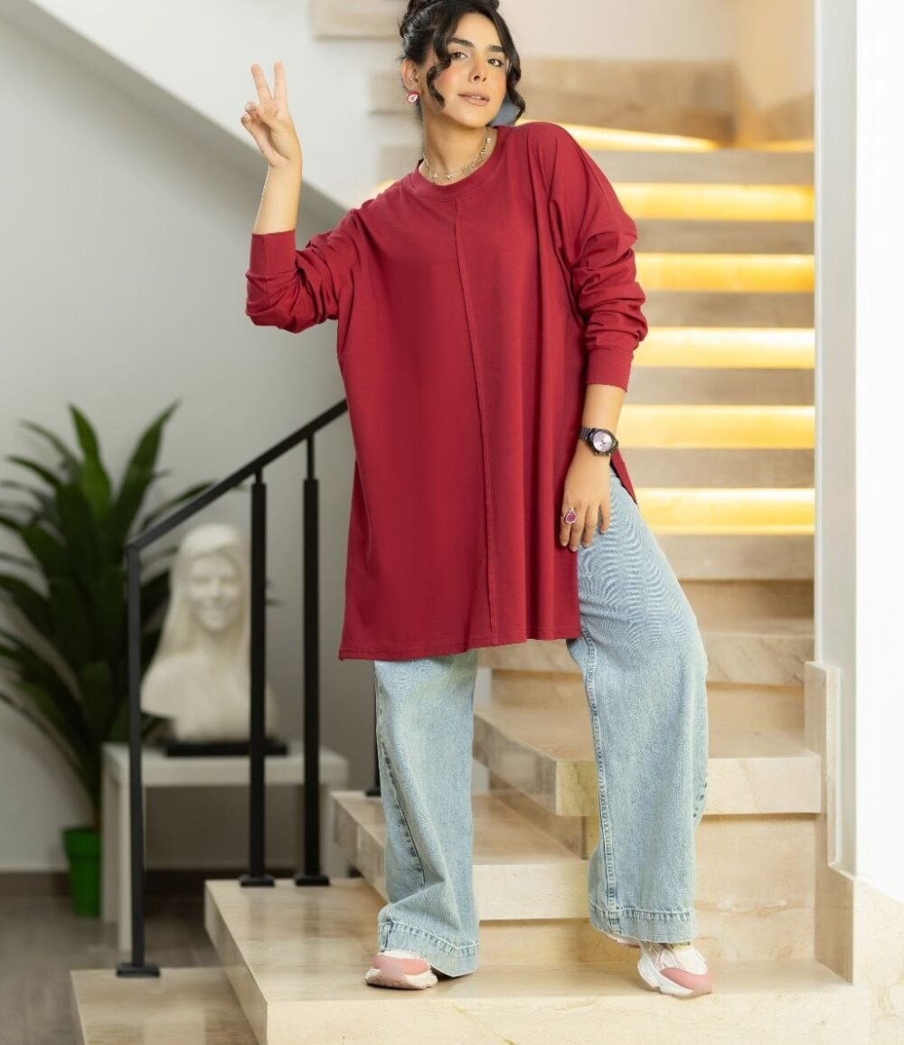 Cotton Basic Long Shirt ( Over Size ) - Image 2